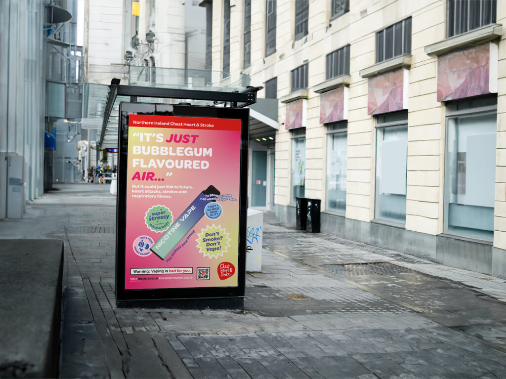 Adshel mockup with anti-vaping ad
